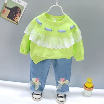 0-5 Yıl Bahar Sonbahar Kız Giyim Seti 2021 Yeni Moda Aktif Ceket + Pantolon Çocuk Çocuk Bebek Yürümeye Başlayan Kız Giyim