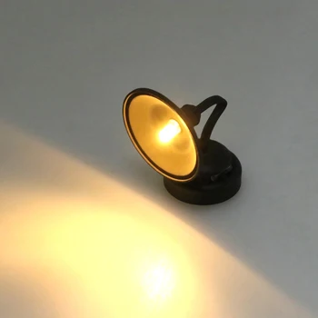 1: 12 Evcilik Minyatür LED Lamba masa lambası Siyah Duvar Lambası Anahtarı ile Mobilya Modeli Dekor Oyuncak
