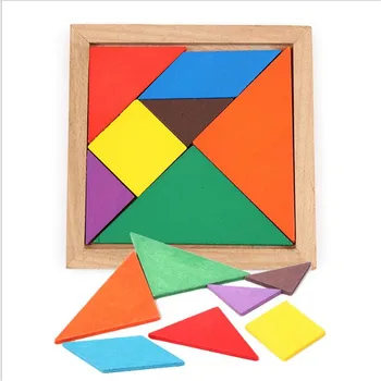 1 ADET Bebek Renk Çeşitliliği DIY Bulmacalar Tangram yapı blok oyuncaklar Ahşap çocuk eğitici Oyun Zeka Oyunları Oyuncaklar