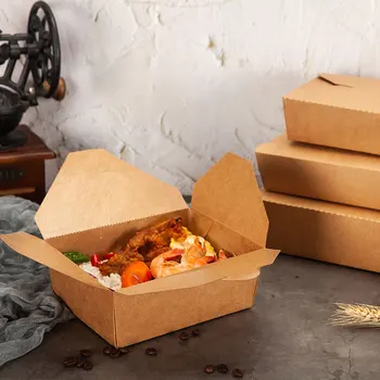 10 ADET Gıda ambalaj kutusu Tek Kullanımlık yemek kabı Kraft Kağıt yemek kabı Kızarmış Tavuk ve Patates Kızartması Paket Servisi olan Restoran Ambalaj Kutusu