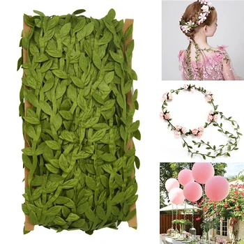 10 Metre İpek Yaprak Şeklinde El Yapımı Yapay yeşil Yapraklar Düğün Dekorasyon İçin DIY Çelenk Hediye Scrapbooking Craft Sahte Çiçek