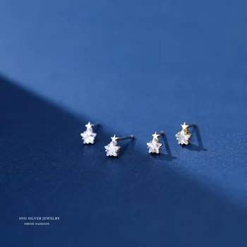 100 % Saf S925 Ayar Gümüş Kristal Yıldız Saplama Küpe Kadınlar İçin Lüks Takı Aksesuarları Hediye