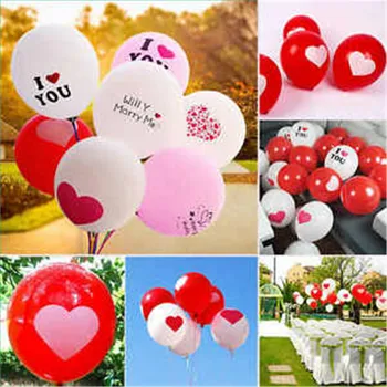 12 İnç 2.8 g Düğün Malzemeleri Toptan Kalınlaşmak Artırmak Düğün Balon Baskı Aşk Kalp Yuvarlak Balon