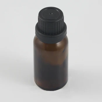 15ml kozmetik ambalaj damlalıklı siyah plastik kurcalamaya dayanıklı, cam kehribar uçucu yağlar şişesi