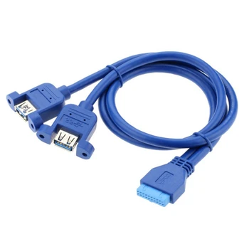 19pin dişi başlık çift USB 3.0 A Dişi bağlantı noktası Kablosu Anakart 20P USB 2 USB3.0 Splitter Kablo Vida delikleri ile