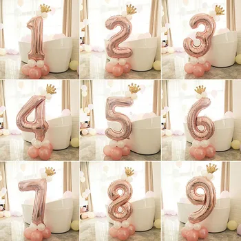 1st 1 2 3 4 5 6 7 8 9 Yaşında Mutlu Doğum Günü Numarası Folyo Balonlar Erkek Kız İlk Parti Dekorasyon Çocuklar Lateks Globos Malzemeleri