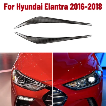 2 ADET Karbon Fiber Araba Far Kaşları Göz Kapakları ayar kapağı Çıkartmalar Hyundai Elantra 2016-2018 için