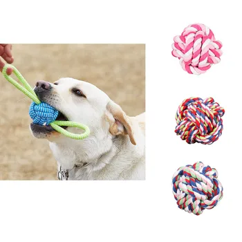 2 adet Pet Köpek Isırma Çiğnemek Pamuk Topu Oyuncak Diş Temizleme Diş Çıkarma İnteraktif Oyuncak Eğitim Aracı Renk Rastgele