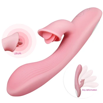 2-İn-1 Çift Titreşim Dil Yalama Vibratörler Klitoris G Noktası Stimülatörü Yapay Penis Silikon Su Geçirmez Vibratör Seks Oyuncak Kutusu Ambalaj