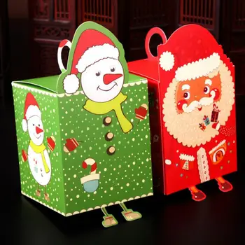 20 Adet/grup Karikatür Noel Baba Kardan Adam Noel Hediyesi Kağıt Kutusu Konteyner Malzemeleri Navidad Noel Şeker Kutusu