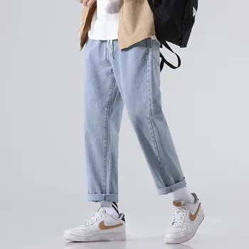 2023 Yeni erkek Kot erkek Gevşek Düz Tüp Bahar Moda Geniş Bacak Pantolon rahat pantolon