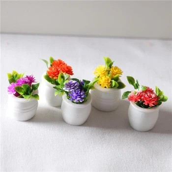 3 adet Mini Sevimli Yeşil saksı Çiçek Vazo Simülasyon Saksı Bitkileri 1: 12 Evcilik Minyatür Bebek Evi Mobilya Ev Dekor