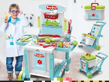 3 in 1 Simüle tıbbi malzemeler Doktor aksesuarları doktor tıbbi oyun seti Oyun evi İnteraktif Oyuncak bebek doğum günü hediyesi