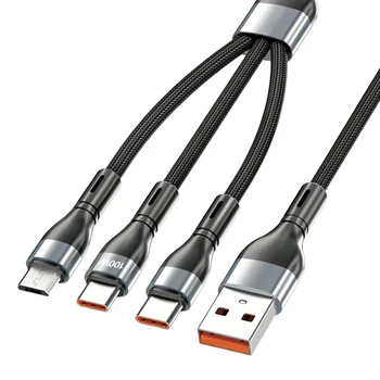 3 in 1 USB kablosu 100W hızlı şarj tipi C için iPhone Android C tipi