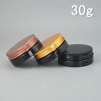 30 adet 30g Siyah Taşınabilir Plastik Kozmetik 30ML Boş Kavanoz Pot Göz Farı Makyaj Yüz Kremi Kabı