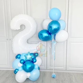 40 inç Beyaz Numarası Folyo Balloons1 2 3 Dijital Globos Balon Anniversaire Düğün Doğum Günü Partisi Süslemeleri Bebek Duş Çocuklar