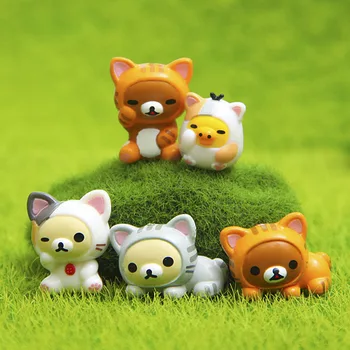 5 Adet / grup Karikatür Ayı Civciv Kedi Mini Rakamlar PVC Oyuncaklar Yavru Koleksiyon Modelleri Sevimli Hayvanlar Bebekler Çocuk Doğum Günü Hediyeleri için