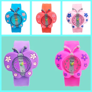 5 Renkler 3D Kelebek İzle Çocuklar için Silikon Kayış Çocuk Saatler Kız Kol Saati Bebek Oyuncak hediyelik saat Drop Shipping Relojes