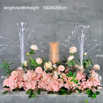 50/100cm Düğün Çiçek Duvar Zemin Dekorasyon T İstasyonu Yol Kurşun tavuskuşu yapay çiçekler Kemer Sıra kapı Garland Dekor