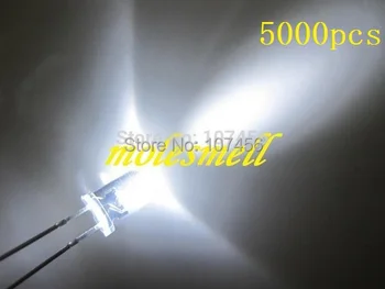 5000 adet 5mm yuvarlak led 5mm beyaz LED (14000~16000 mcd) 5mm ışık yayan diyot 5mm su temizle yuvarlak beyaz led