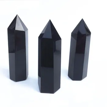 500G Doğal Siyah Obsidyen Kristal Noktası Değnek Kulesi Dikilitaş Şifa Kristal Taş