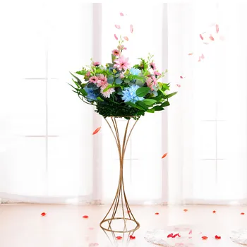 50cm Altın Çiçek Vazolar çiçek stantları Metal Yol Kurşun Düğün Masa Centerpiece çiçek rafı Tutucu Olay Parti Dekorasyon İçin