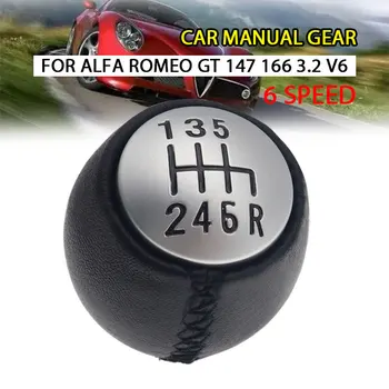 6 Hız Araba Oto manüel vites topuzu PU Deri Kolu Shifter Hentbol Yuvarlak 55347088 Alfa Romeo GT 147 166 3.2 V6