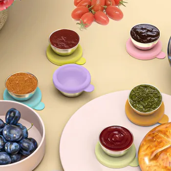 6 adet 50ml salata sosu Çeşni Kullanımlık Paslanmaz Kapları Silikon Kapaklı mutfak gereçleri yemek kabı Piknik Seyahat