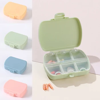 6 İzgaralar Organizatör Konteyner Tabletler İçin Seyahat Hap Kutusu Conta Halkası İle Tabletler İçin Küçük Kutu plastik saklama kutusu İlaçlar İçin