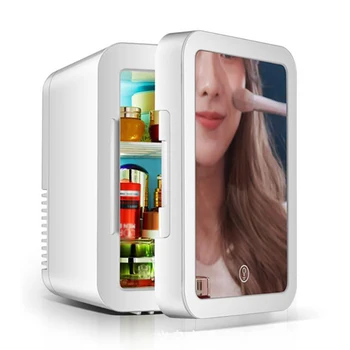 8L Taşınabilir Buzdolabı Mini Makyaj Buzdolabı Ev Araba Çift Kullanımlı Taşınabilir Cilt Bakımı Buzdolabı Dijital Ayna Yüzey led ışık