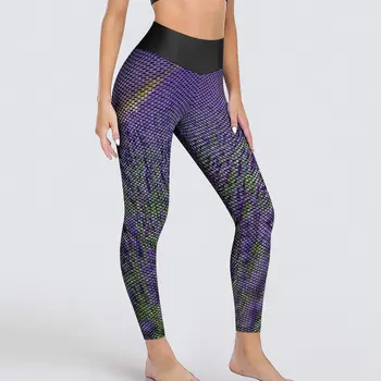 Alanları Lavanta Tayt Mor Çiçekler Baskı Egzersiz Yoga Pantolon Push Up Dikişsiz Spor Tayt Bayan Retro Grafik Leggins
