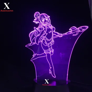 Anime KonoSuba Aqua 3D Led Gece Lambası Çocuk doğum günü hediyesi yatak odası dekoru ışık Gadget Damla Nakliye