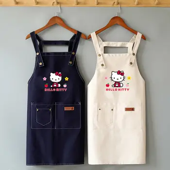 Anime Sanrio Kawaii Hello Kitty Su Geçirmez Önlük Kapağı Çift Kız Erkek Mutfak Pişirme Kolsuz Önlük Hediye