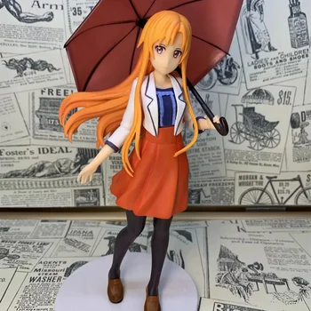 Anime Sword Art Online Asuna Şemsiye PVC Action Figure Koleksiyon Modeli Bebek Oyuncak 20 cm