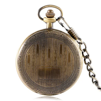 Antik Bronz Mekanik El Rüzgar cep saati Erkekler Hediyeler Vintage Yıldız Hazine Durumda Fob Zincir Kolye Saat Manuel Timepiece