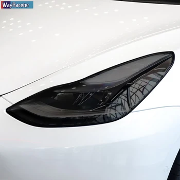 Araba Far koruyucu film Far Tonu Arka Lambası Şeffaf Füme Siyah TPU Sticker Tesla Modeli 3 2021 Aksesuarları