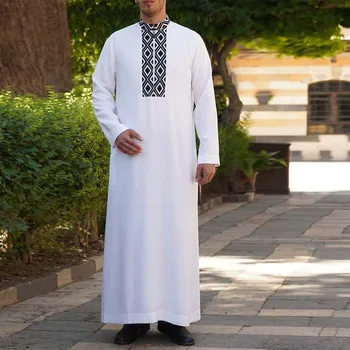 Arap Orta Doğu Ramazan uzun kollu giyim Basit Düz Renk Ulusal Tarzı Desen erkek Müslüman Moda günlük giysi
