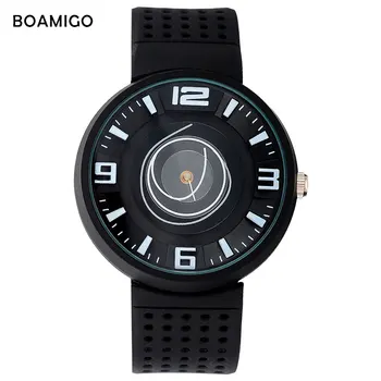 BOAMIGO marka casual erkek unisex saatler yaratıcı basit tasarım kuvars izle kauçuk saat analog saatı relogio masculino