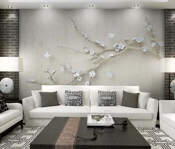 Bacaz Özel fotoğraf duvar kağıdı 3d oturma odası TV kanepe Çin tarzı beyaz çiçek büyük duvar 3d duvar resimleri duvar kağıdı