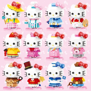 Balody 18099 Karikatür Elmas Blokları Hi Kitty Yapı Oyuncaklar Kedi Anime Aksiyon Figürleri Küçük Monte Tuğla Oyuncaklar Çocuklar için
