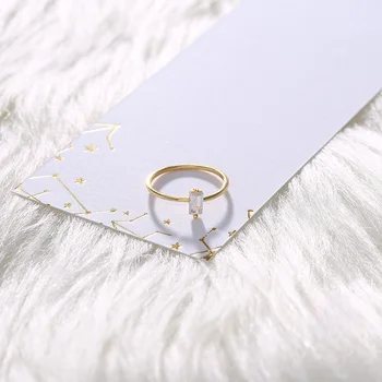 Basit Geometrik Kare AAA Zirkon Altın Kaplama Yüzükler Kadınlar için Ebedi Kristal Nişan Yüzüğü Romantik Kadınlar düğün takısı