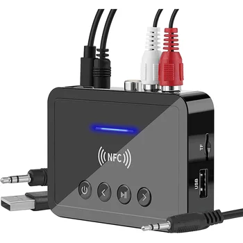 Bluetooth 5.0 Alıcı Verici FM Stereo AUX 3.5 mm Jack RCA Kablosuz NFC Bluetooth Ses Adaptörü TV PC için Kulaklık
