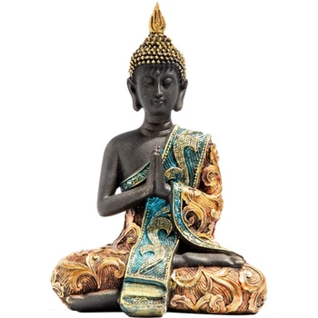 Buda Heykeli Tayland Heykel Reçine El Yapımı Budizm Hindu Feng Shui Heykelcik Meditasyon Ev Dekor Süsleme
