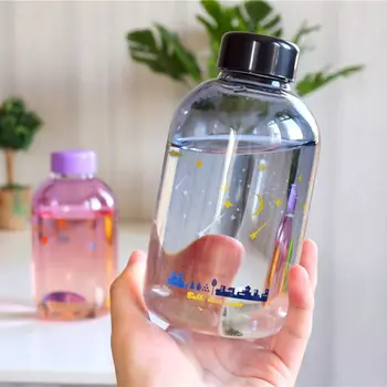 Büyük Kapasiteli Cam Bardak Su Şişesi Degrade Renk Taşınabilir Açık Spor Su Şişeleri Sızdırmaz Kamp içme suyu şişesi Bardak