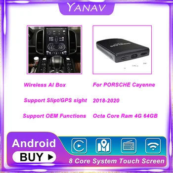 Carplay Kablosuz Aı Kutusu Çift Bluetooth Android PORSCHE Cayenne 2018-2020 İçin Oto Araba Radyo Multimedya Oynatıcı Akıllı Kutusu HDMI