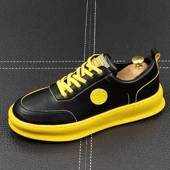 CuddlyIIPanda Yeni Lüks Tasarımcı Erkekler Eğlence Sarı Beyaz Ayakkabı Bahar Sonbahar Kalın Alt Sneakers Erkek Gençlik Trend Ayakkabı