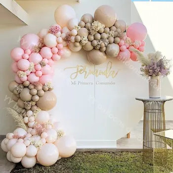 DIY 150 adet Macaron Pembe Çift Katmanlı Allık Cilt Balon Kemer Garland Düğün Kaynağı Cinsiyet Reveal Dekorasyon Bebek Duş Dekor
