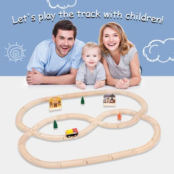 DIY Her Zamanki Aksesuarları Ahşap Oyuncak tren rayı Seti Ahşap Demiryolu Demiryolu Elektrikli Demiryolu Tren Eğitici Diecast Oyuncaklar Boys İçin Hediyeler