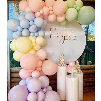 DIY Pastel Renkli Balon Garland Kemer Macaron Gökkuşağı Düğün Doğum Günü Partisi Bebek Duş Balon Zemin Dekorasyon