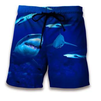 Deniz köpekbalığı 3D Baskılı Tahta Şort Elastik Bel plaj şortu 2020 Yaz Erkek Giyim Gevşek Homme kısa pantolon